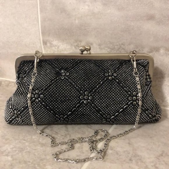 Handbags - Metallic Studded Clutch/Shoulder Bag